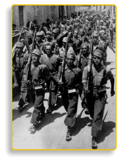 Miliziani repubblicani in sfilata a Barcelona